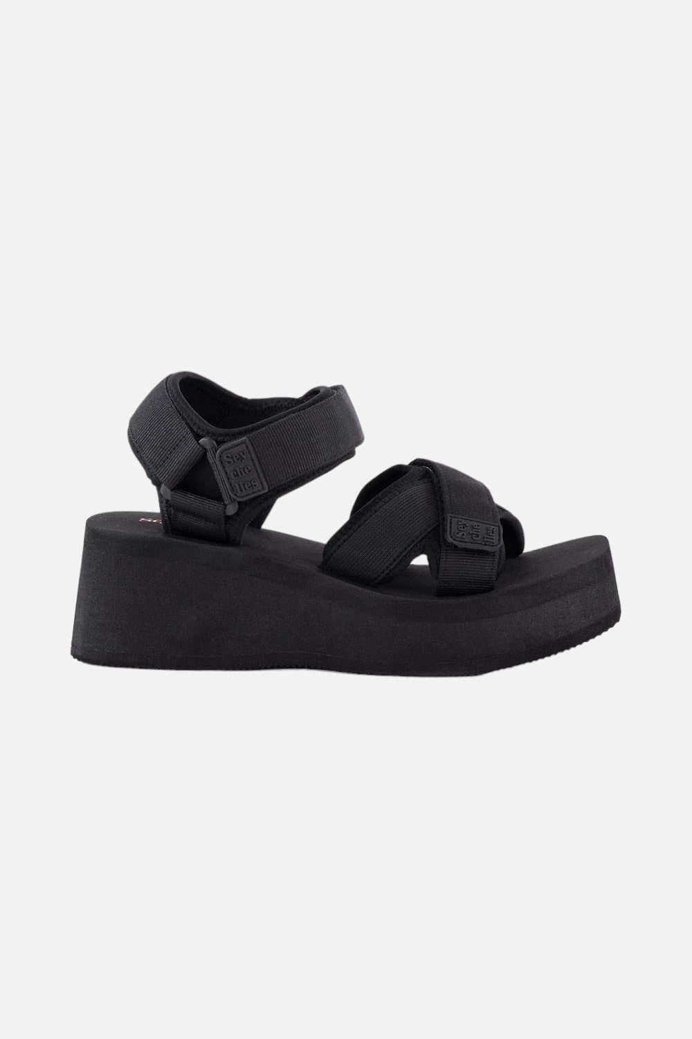 Breathable fabric Low Profile Design Seychelles Serenade Nylon Platform Sandals in Black