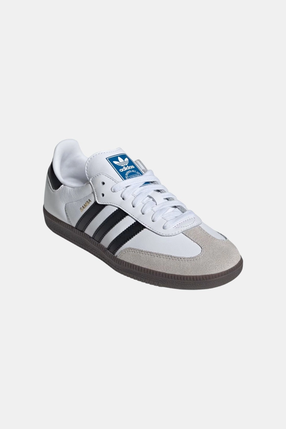 Adidas Samba OG Shoes in Cloud White / Core Black / Gum Energy return Quick lacing