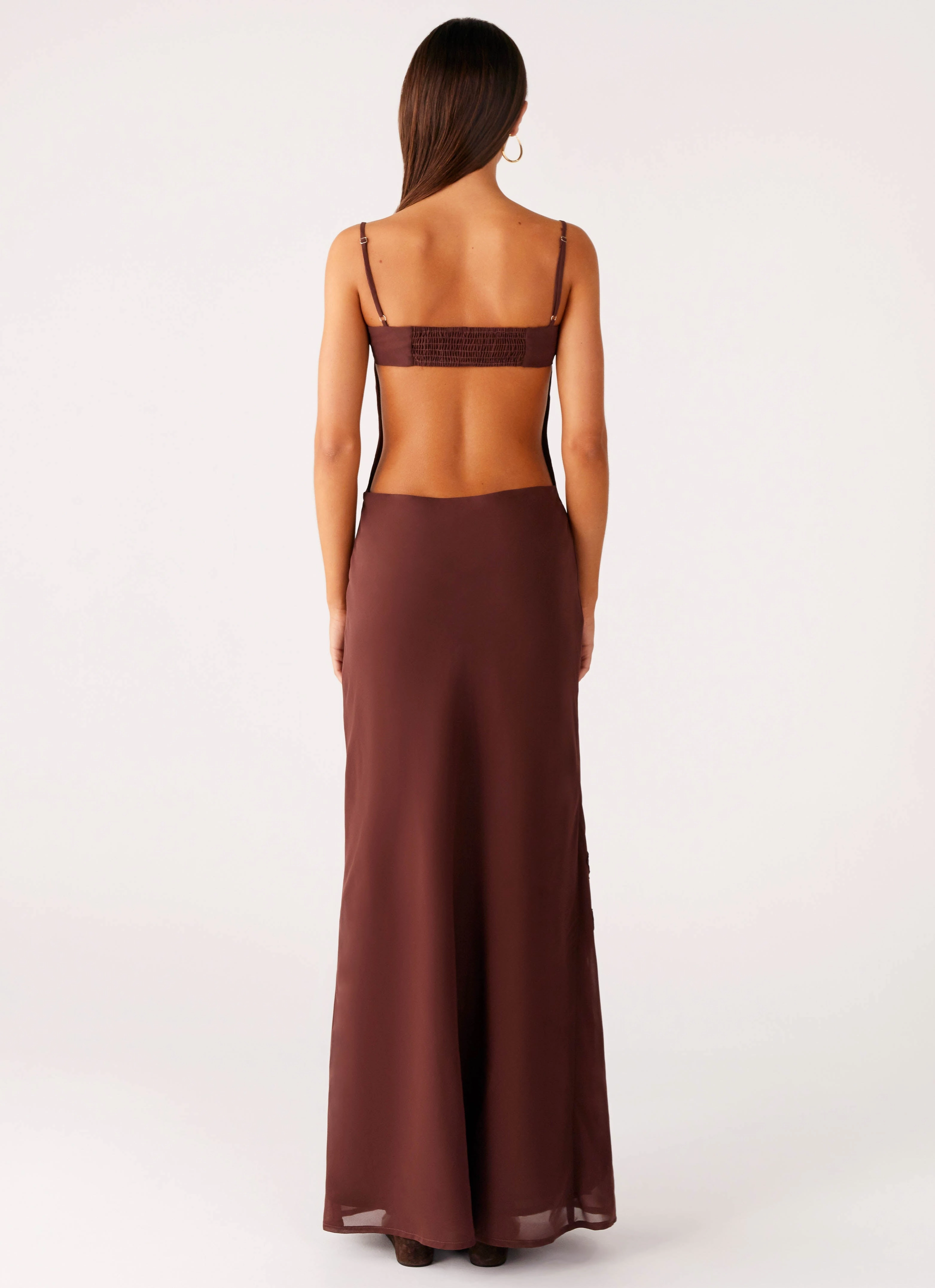 Fresh Texture Bayla Beaded Flower Maxi Dress - Chocolate