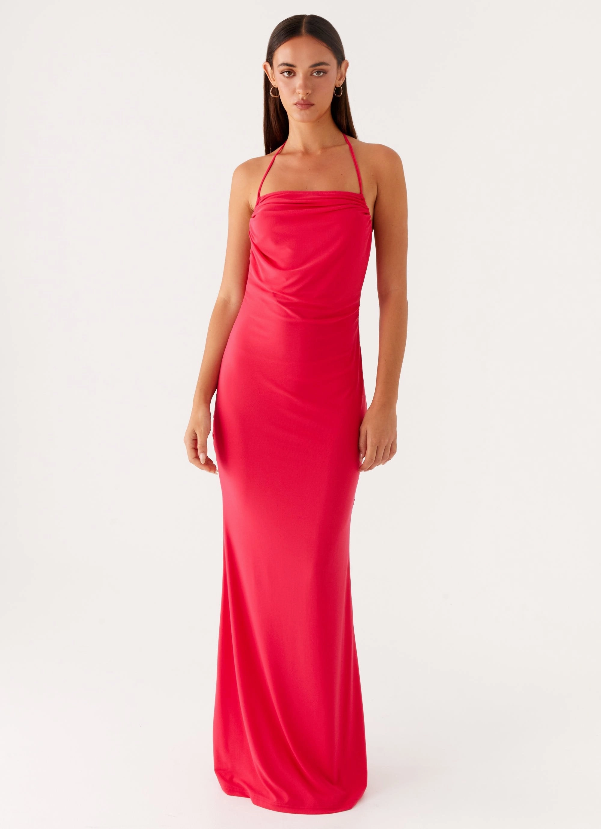 Amari Maxi Dress - Raspberry Contrast-Piping Flattering and Effortless