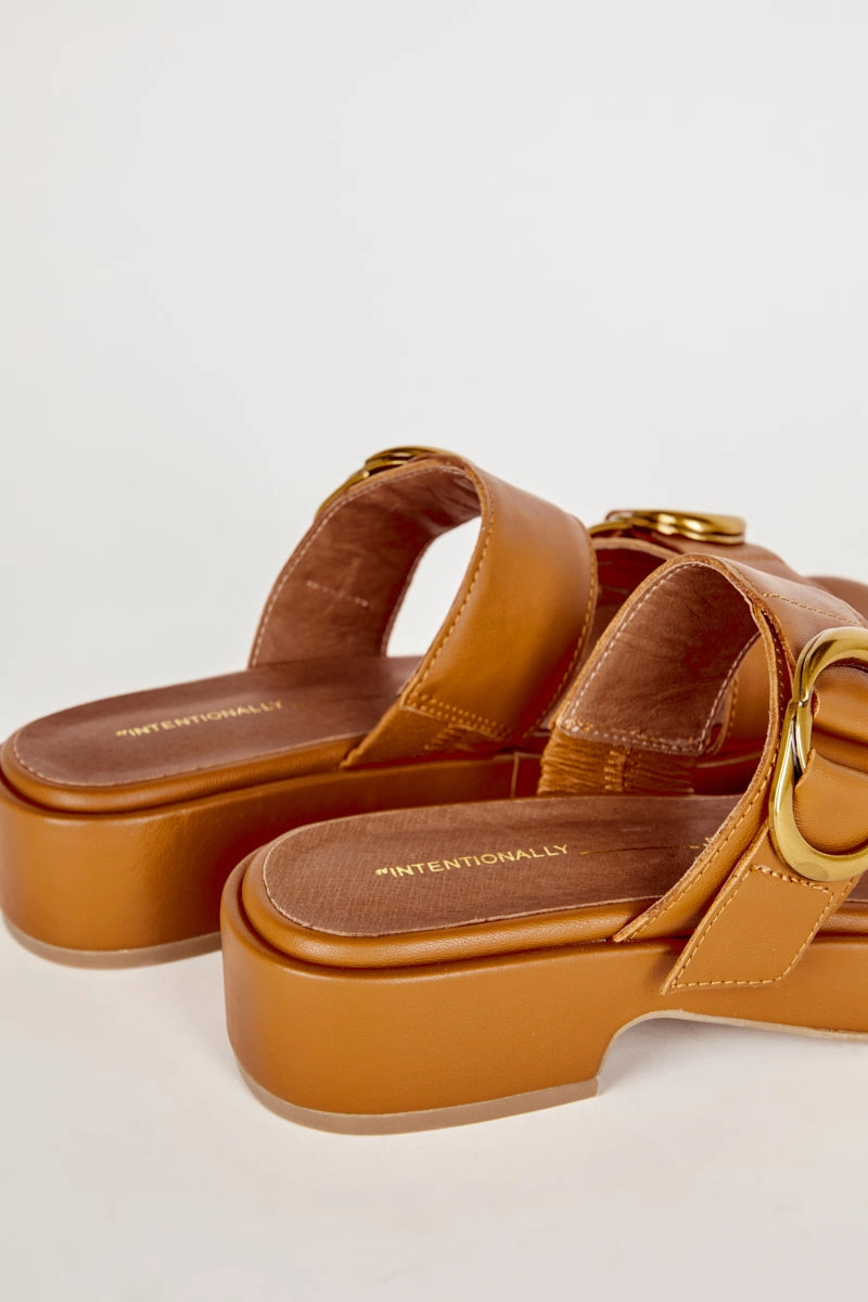 Instant Footwear Streamlined Design Intentionally Blank Orion Sandal in Whiskey