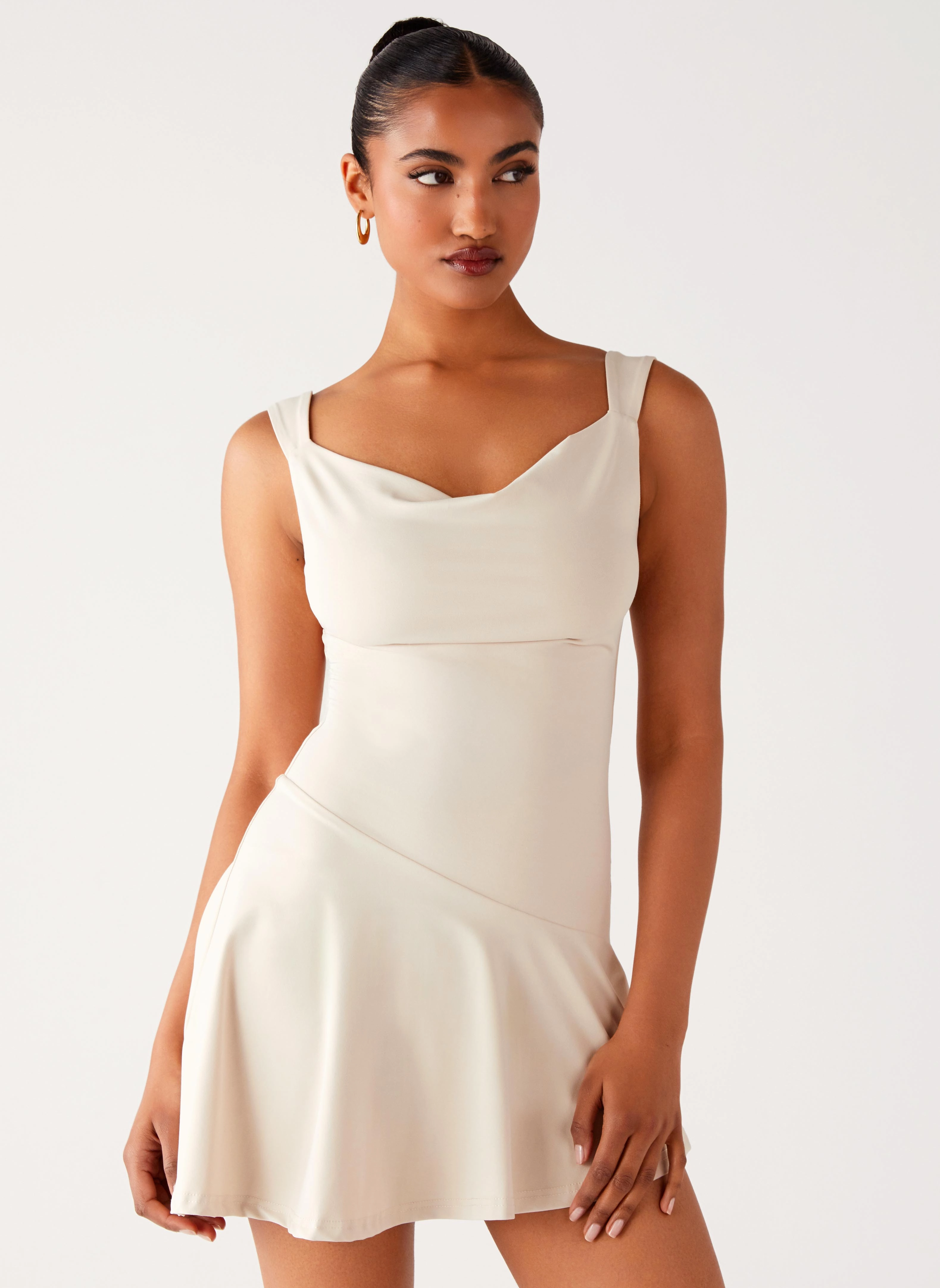 Dune Whisper Mini Dress - Ivory Smart Comfort