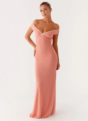 Flowy Texture Katiya Maxi Dress - Peach