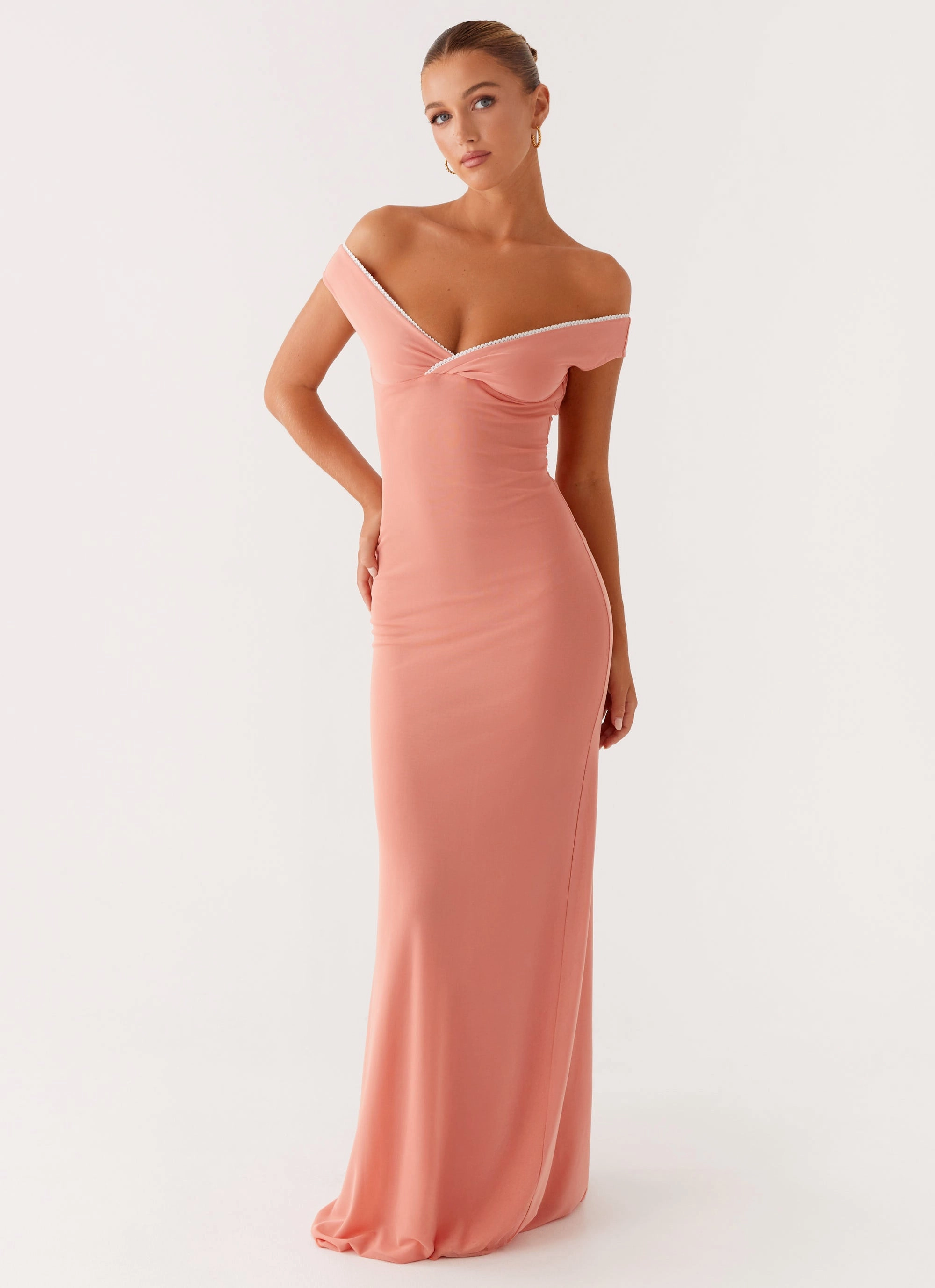 Flowy Texture Katiya Maxi Dress - Peach