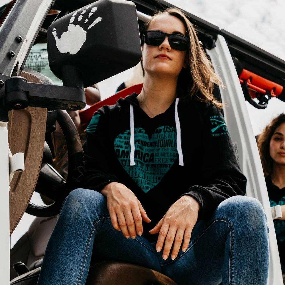 Women's American Poetry Hoodie Layered Style Drop Shoulder Design