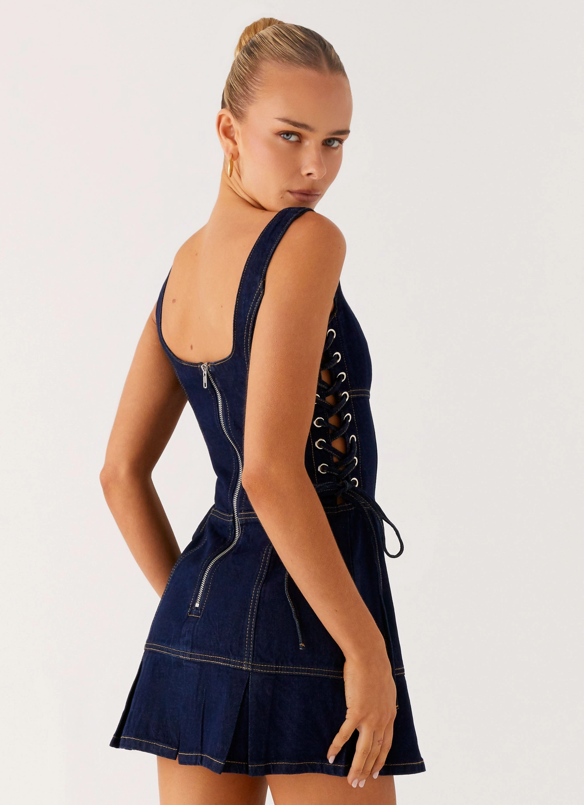 Preston Mini Dress - Indigo Balanced Texture