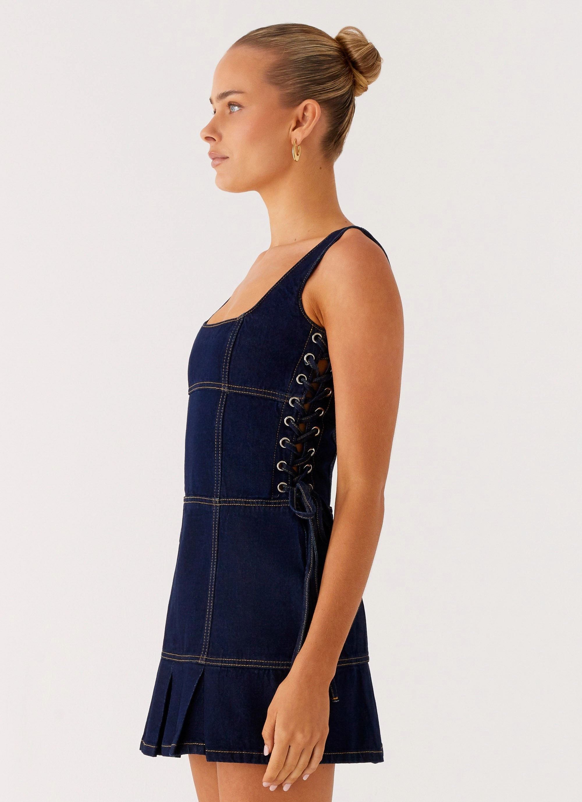 Preston Mini Dress - Indigo Layering Piece Refined Finish