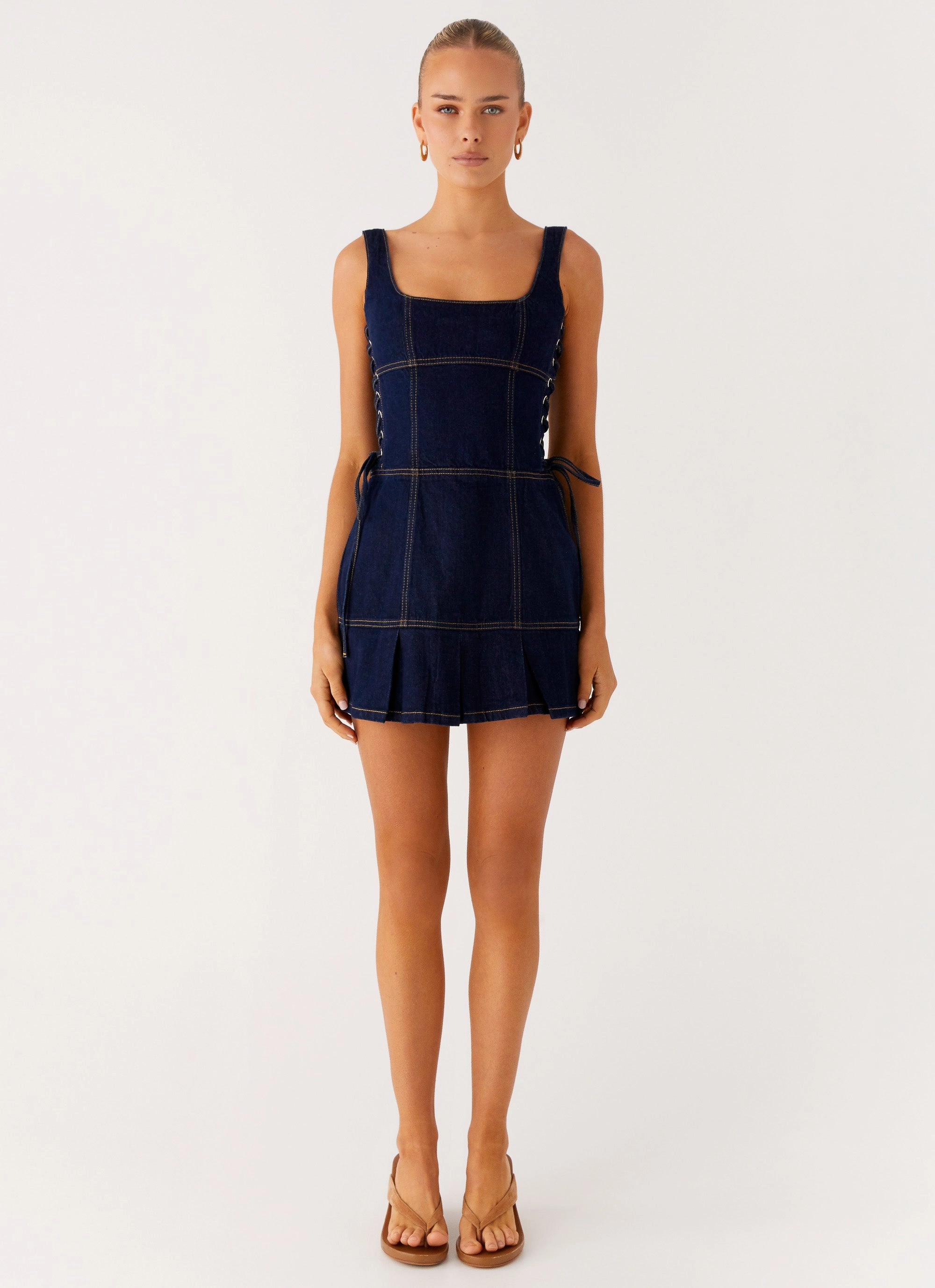 Sweet Mood Zip Ease Preston Mini Dress - Indigo