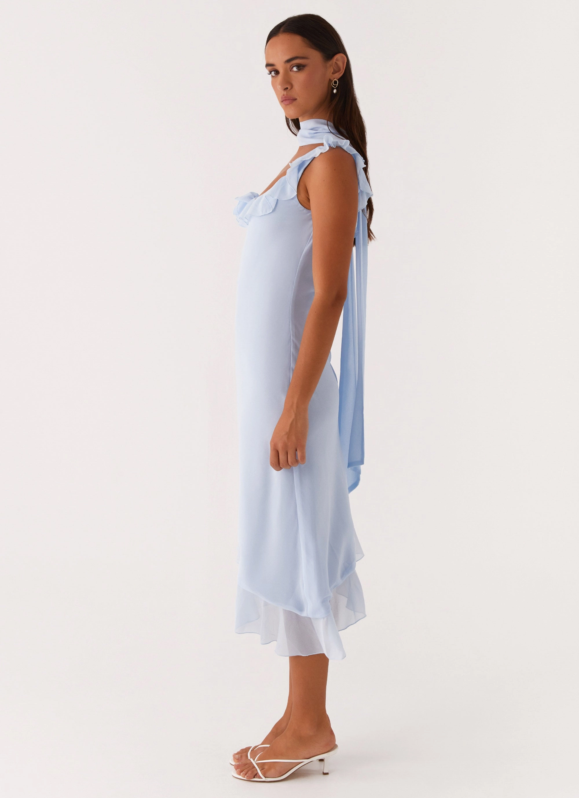 Fariday Midi Dress - Blue Color-Blocked Wrinkle-Free-Finish