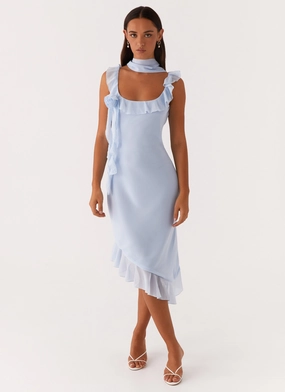 Breathable LightweightMaterial Fariday Midi Dress - Blue