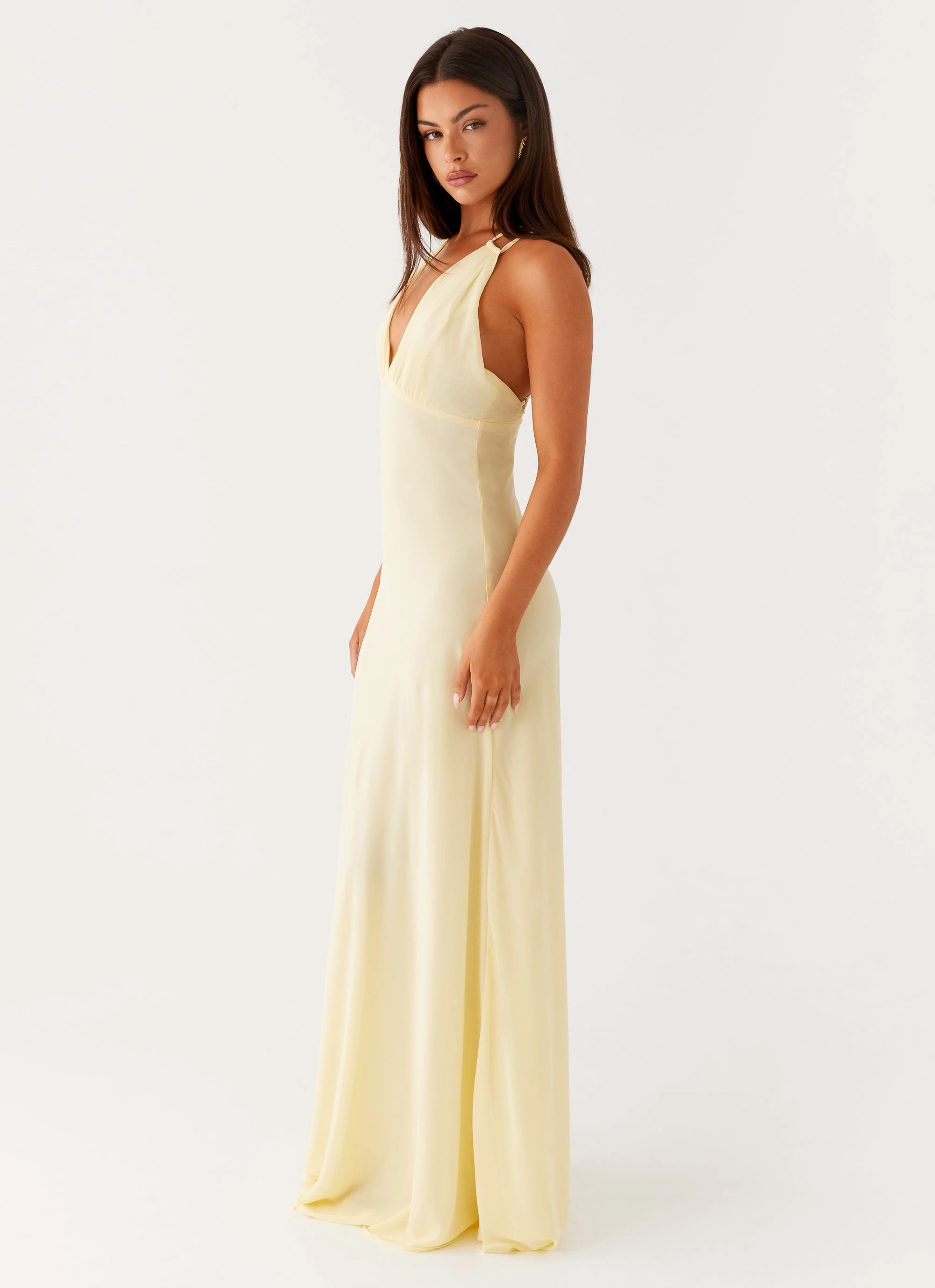 Crisp Texture Flattering Look Fit Kacia Maxi Dress - Lemon