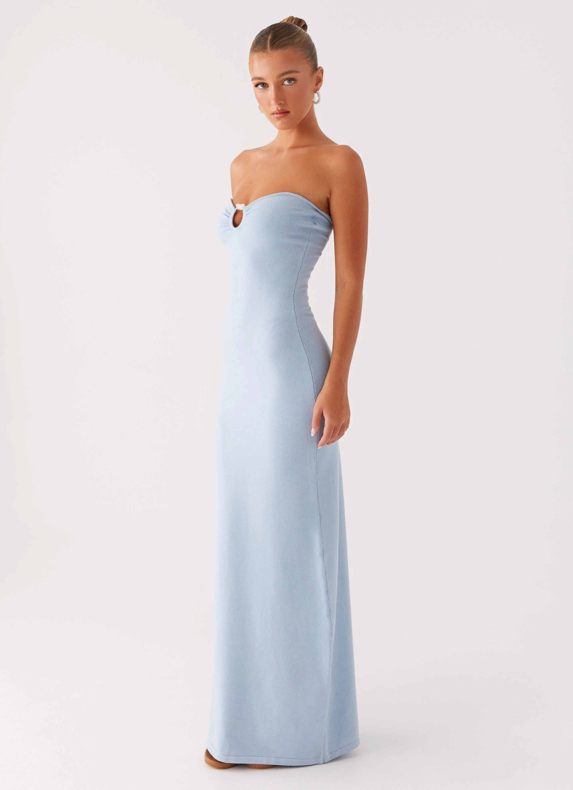 Samson Knit Maxi Dress - Blue Wrap Glow Casual Lines