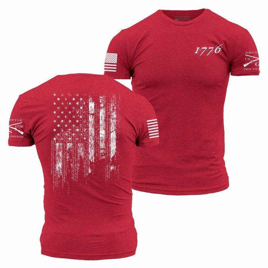 Weekend Comfort EcoConscious Processing 1776 Flag T-Shirt - Red