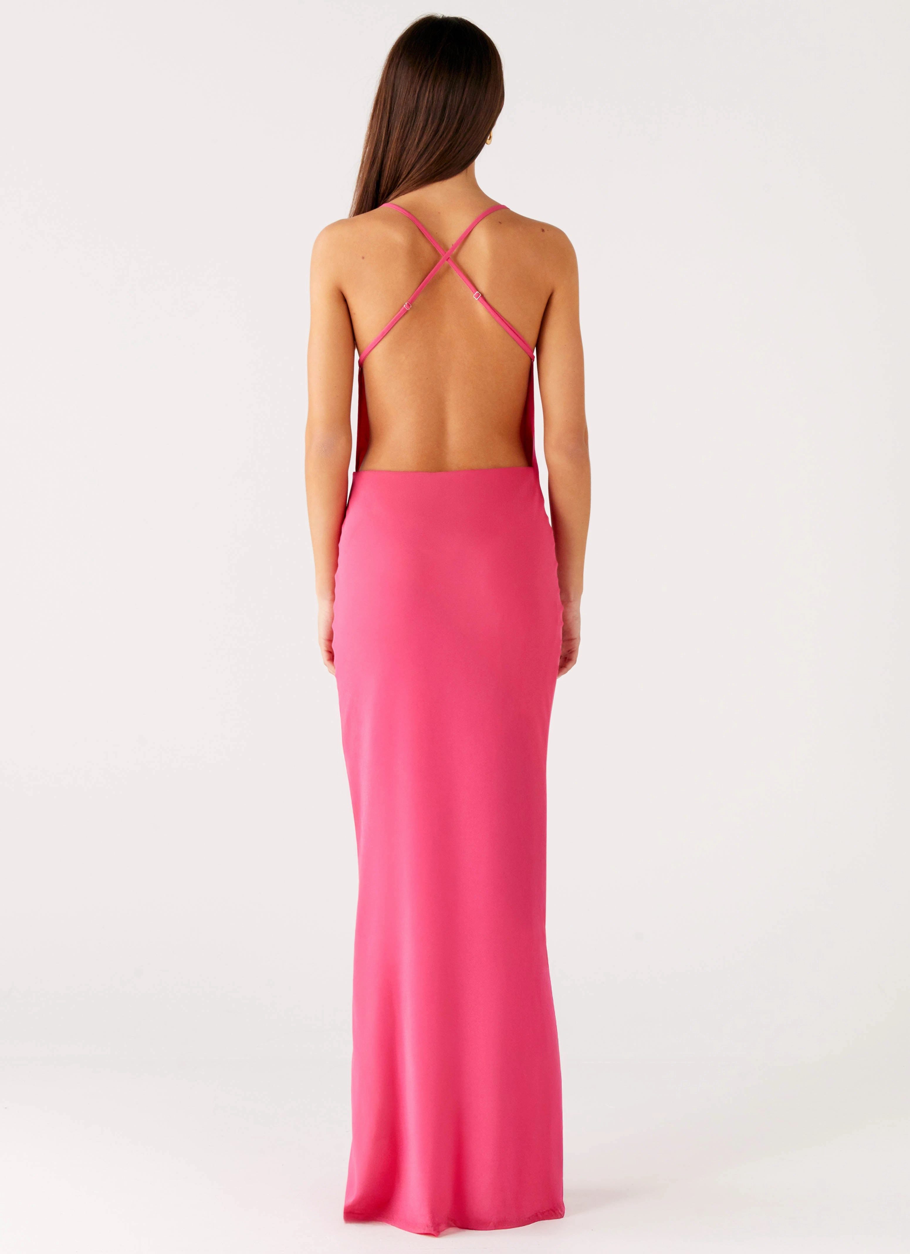Lightweight Comfort Pure Heart Cowl Maxi Dress - Fuchsia