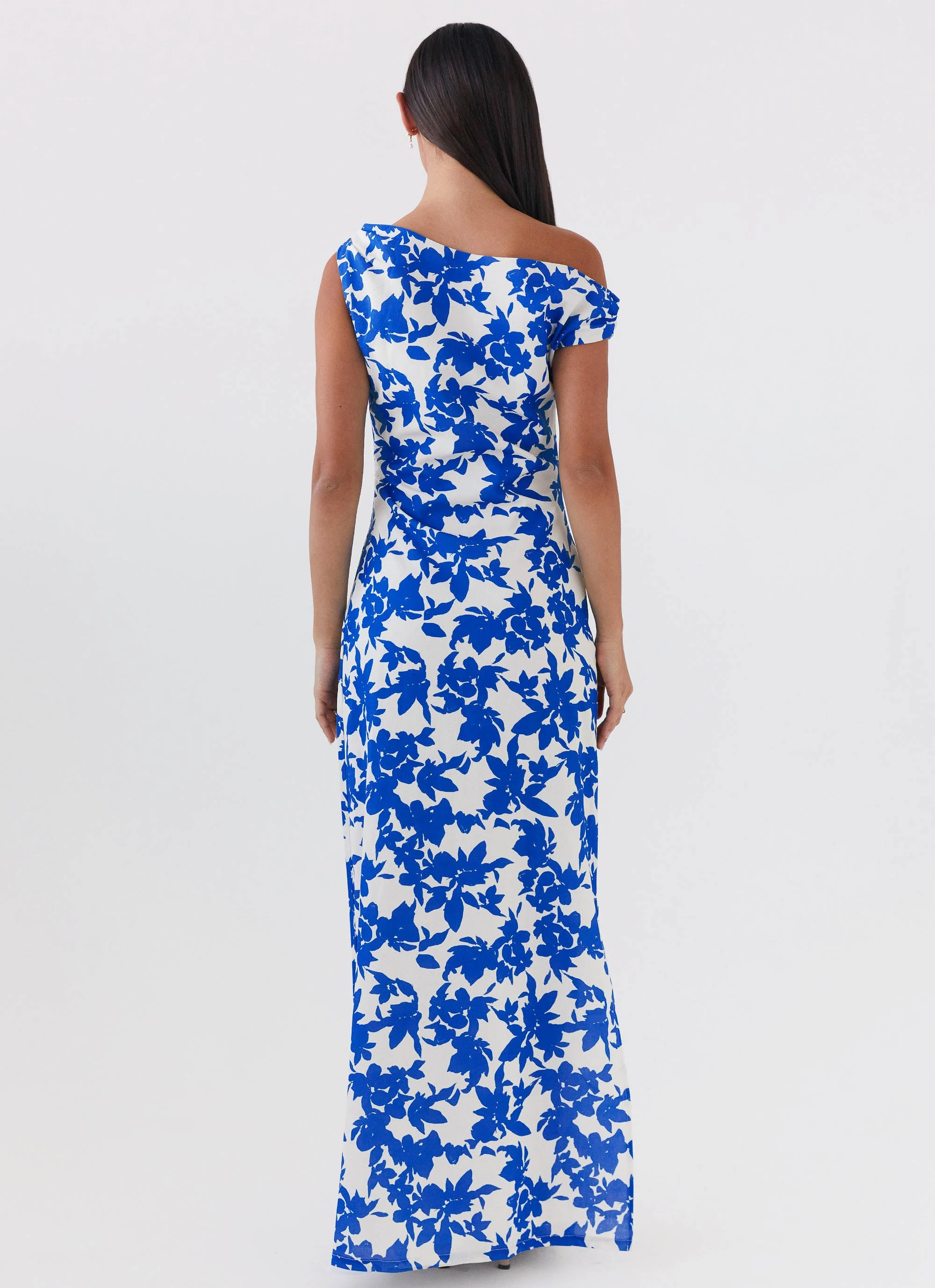 Pyper Off Shoulder Maxi Dress - Blue Floral Chilly Comfort Wear