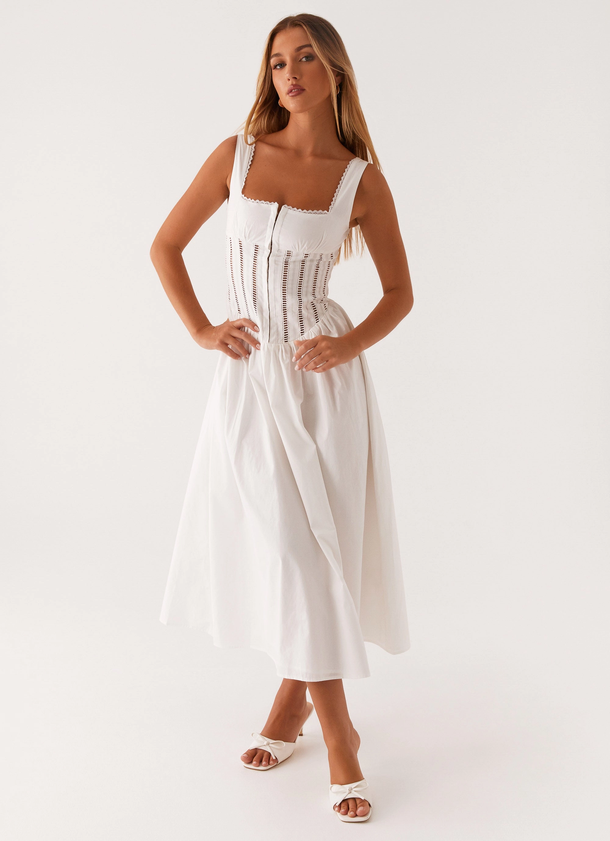 Bloom Zone Daily Favorite Waiting On You Midi Dress - White
