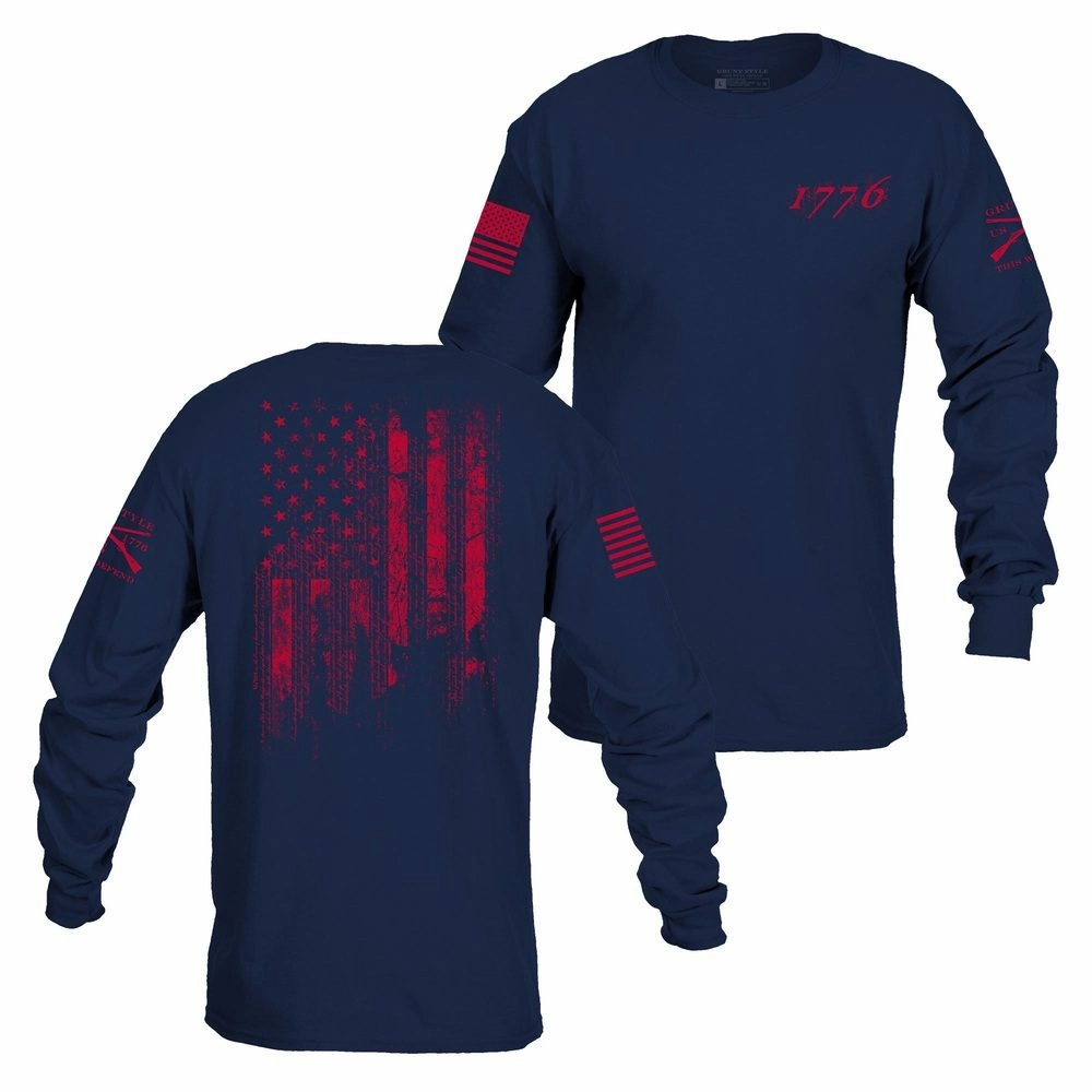1776 Flag Long Sleeve - Navy Desert oasis Ornament