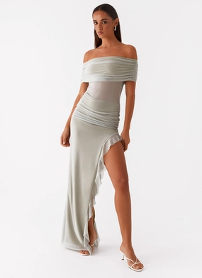 Nelly Off Shoulder Maxi Dress - Pistachio Classic Motion Breezy Comfort
