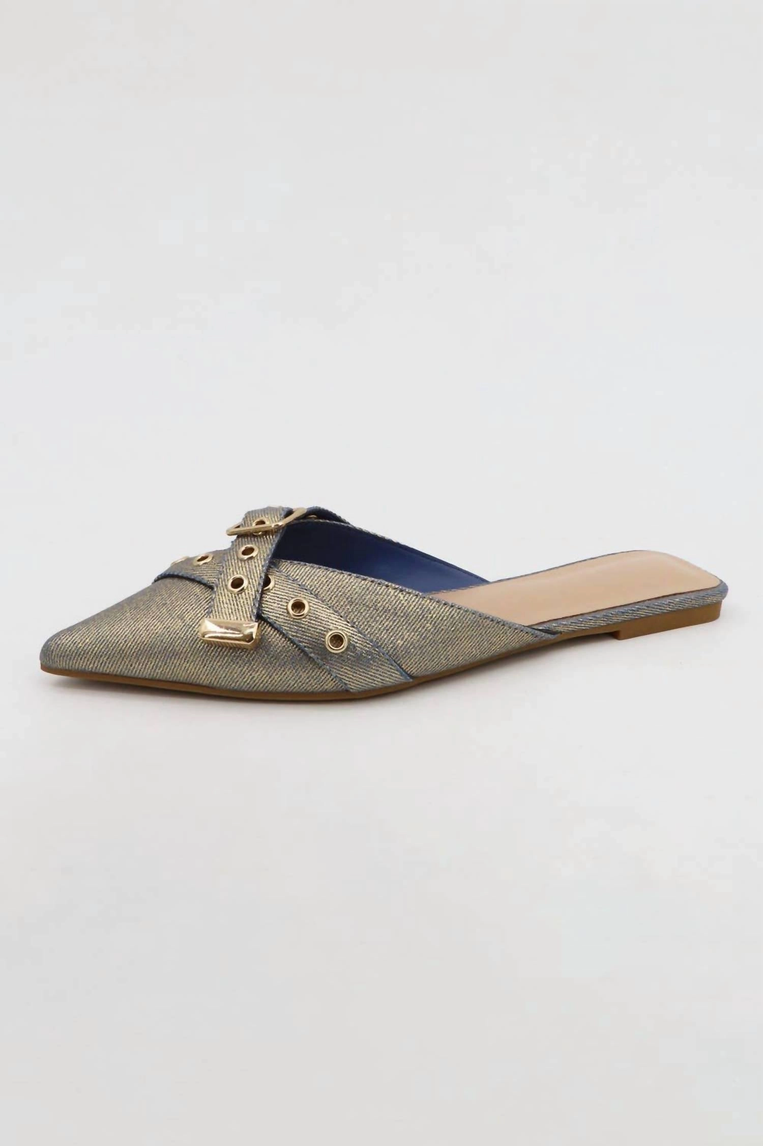 Runway Mules In Golden Denim Quick Access