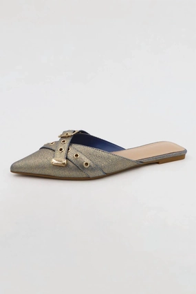 Comfortable For Walks waterproof Runway Mules In Golden Denim