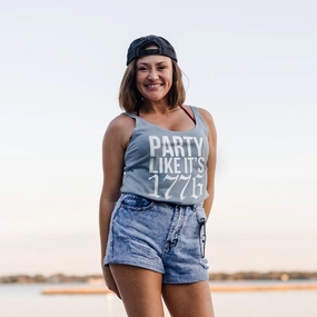 Women's Party Like It 1776 Boyfriend Flowy Tank - Stonewash Denim Classic timelessness Travel Essential