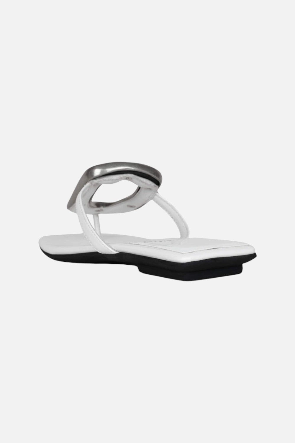 Jeffrey Campbell Linques-2 Sandals in White Silver Reinforced Stitching Non Irritating Seam Finish