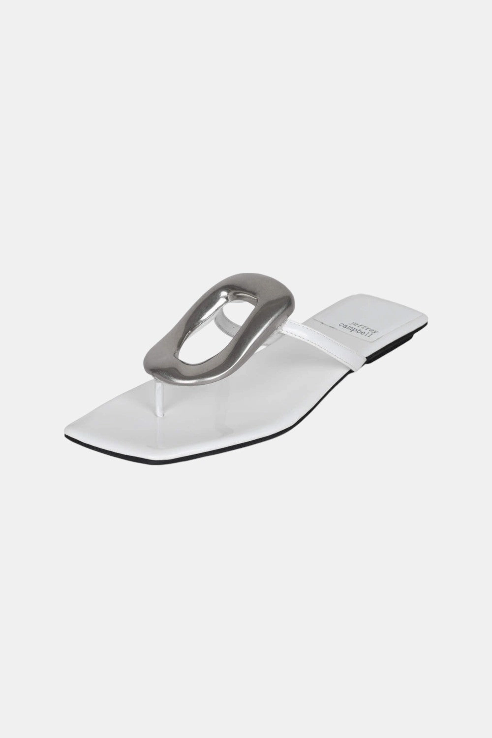 Loafer Style Travel Foot Step Jeffrey Campbell Linques-2 Sandals in White Silver