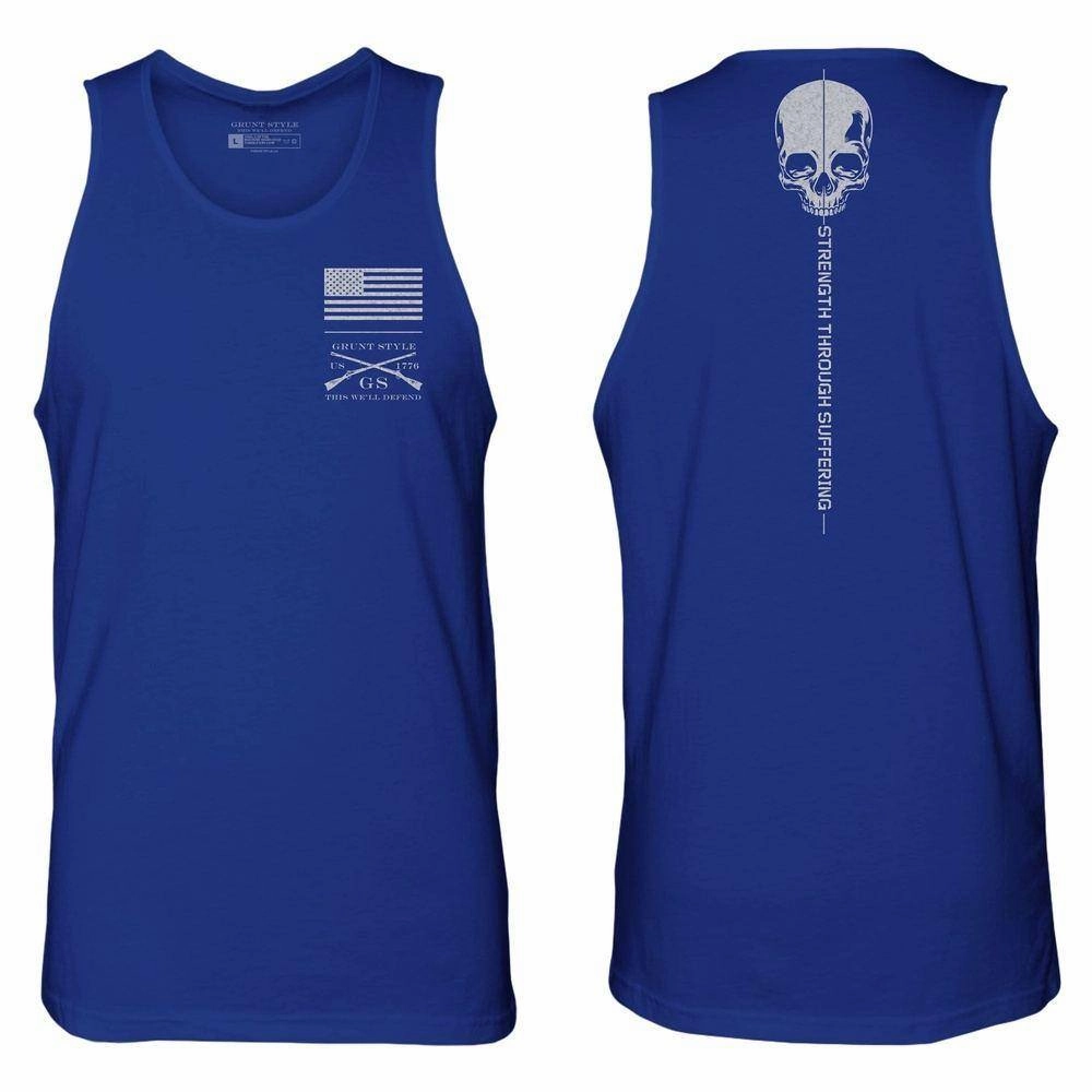 Men's Strength Through Suffering Tank - Royal rescue operation Stretchable Material