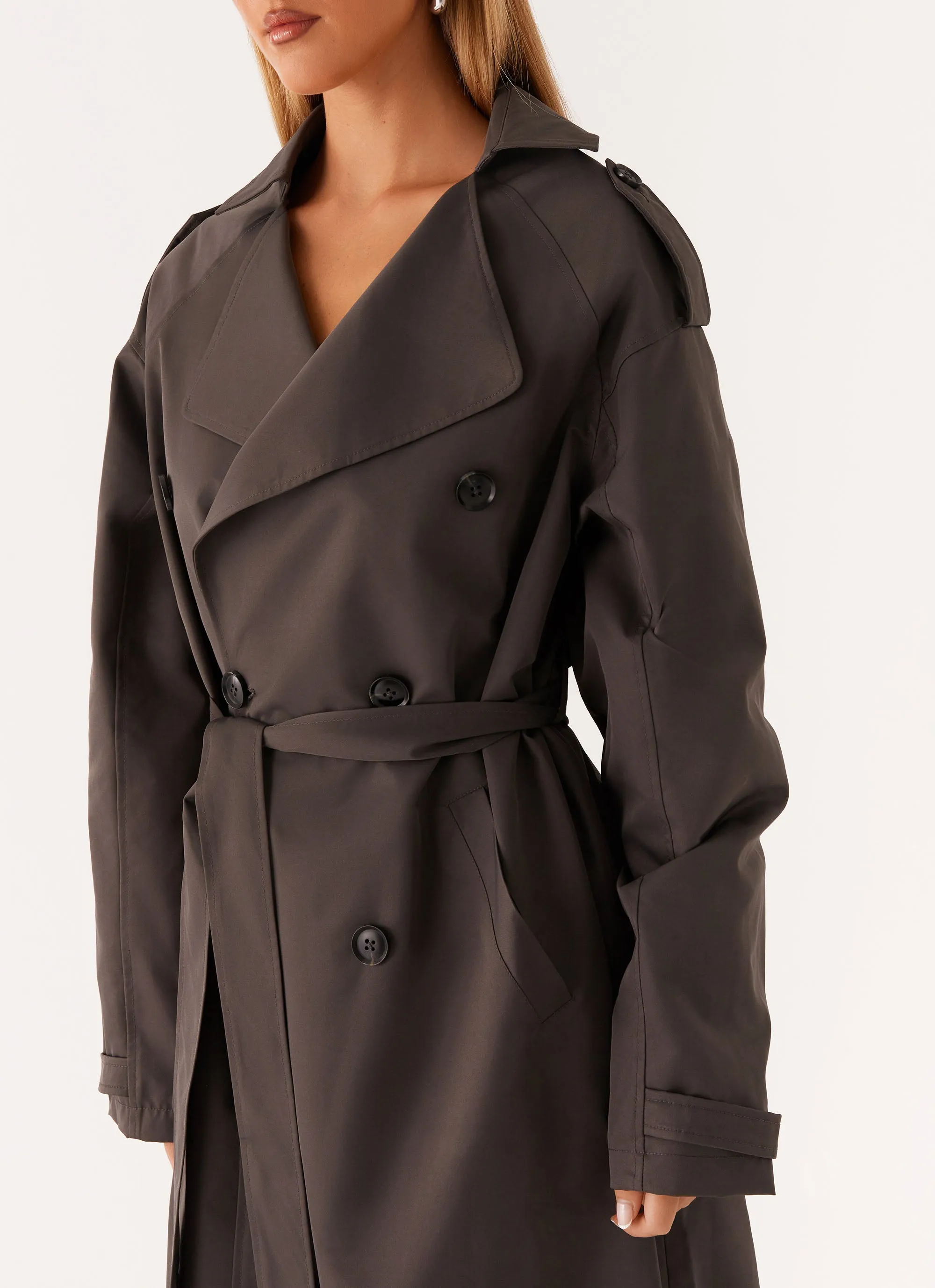 Adore Brighton Oversized Trench Coat - Grey