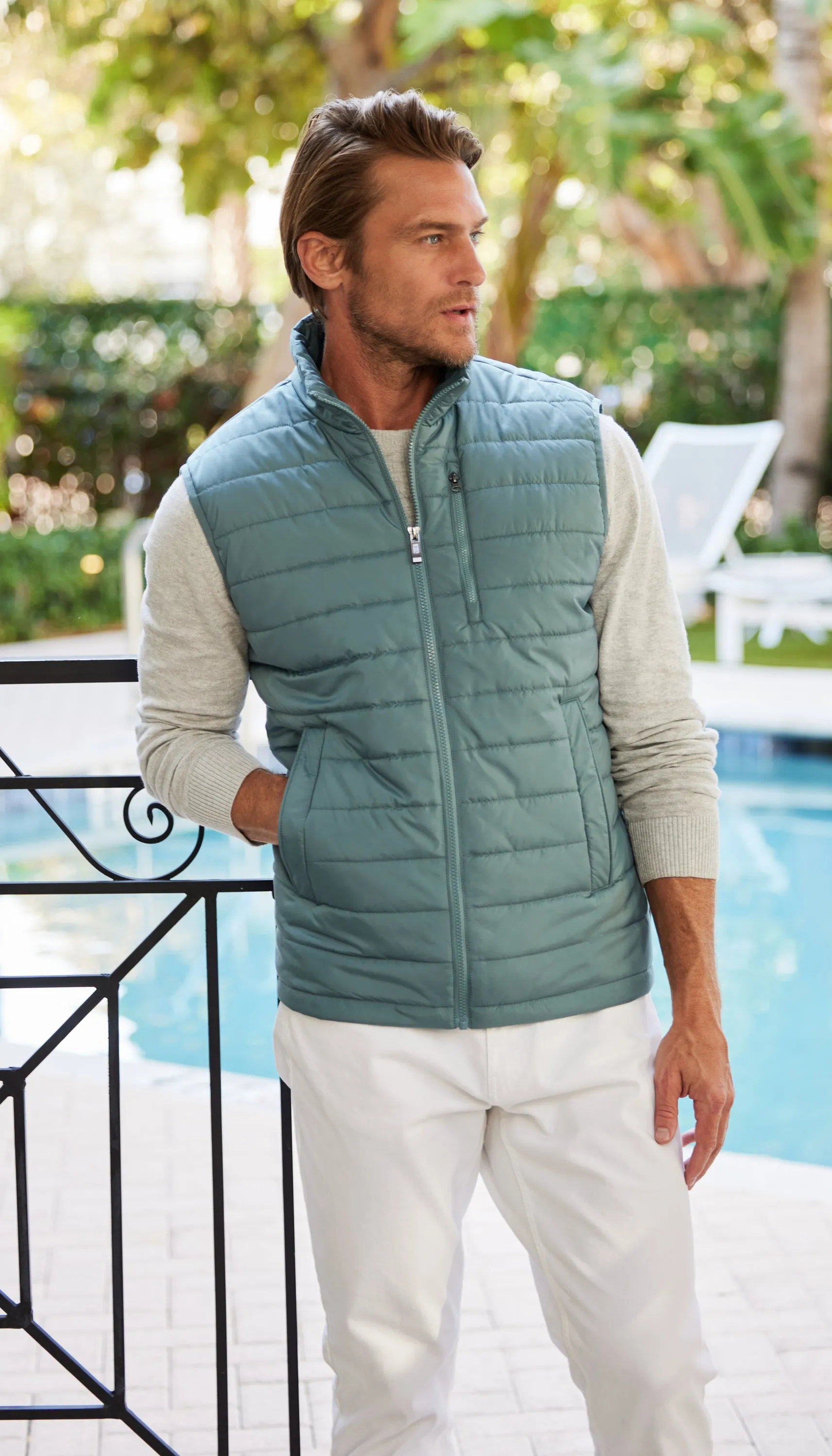 QUILTED MENS CIRE VEST Flight