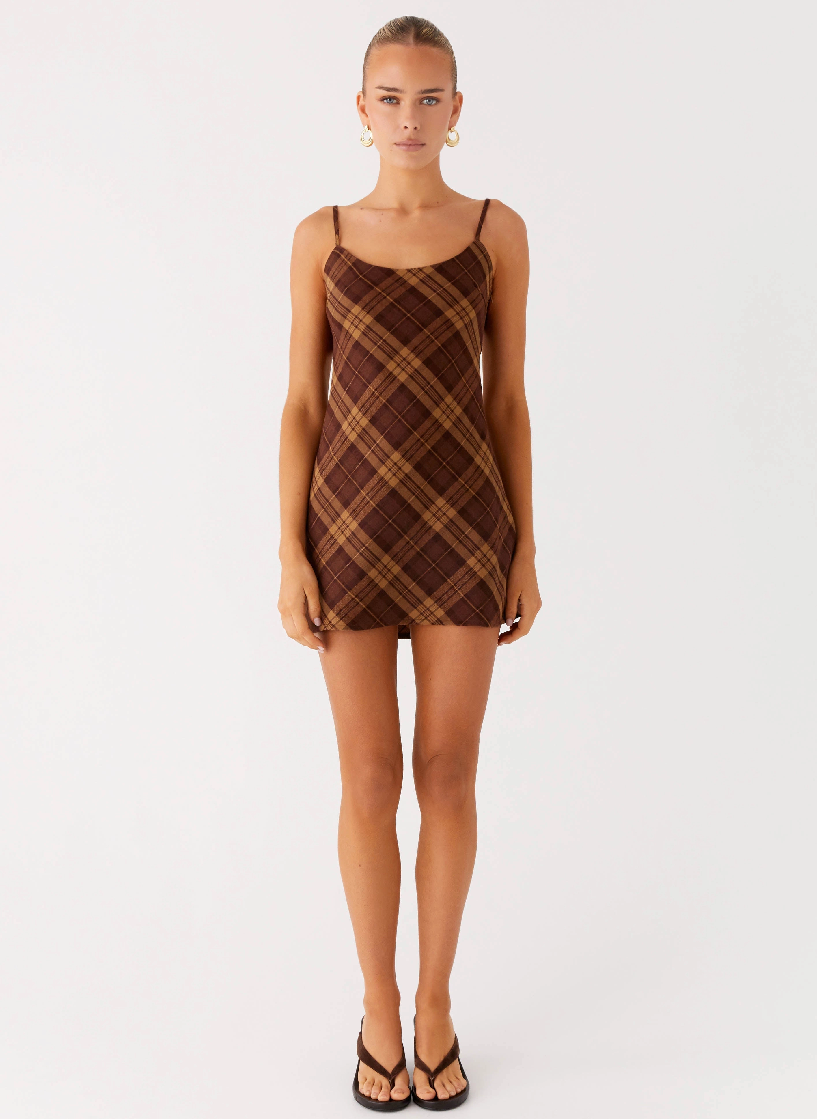Radio Star Mini Dress - Plaid Curve-Enhancing City Rhythm