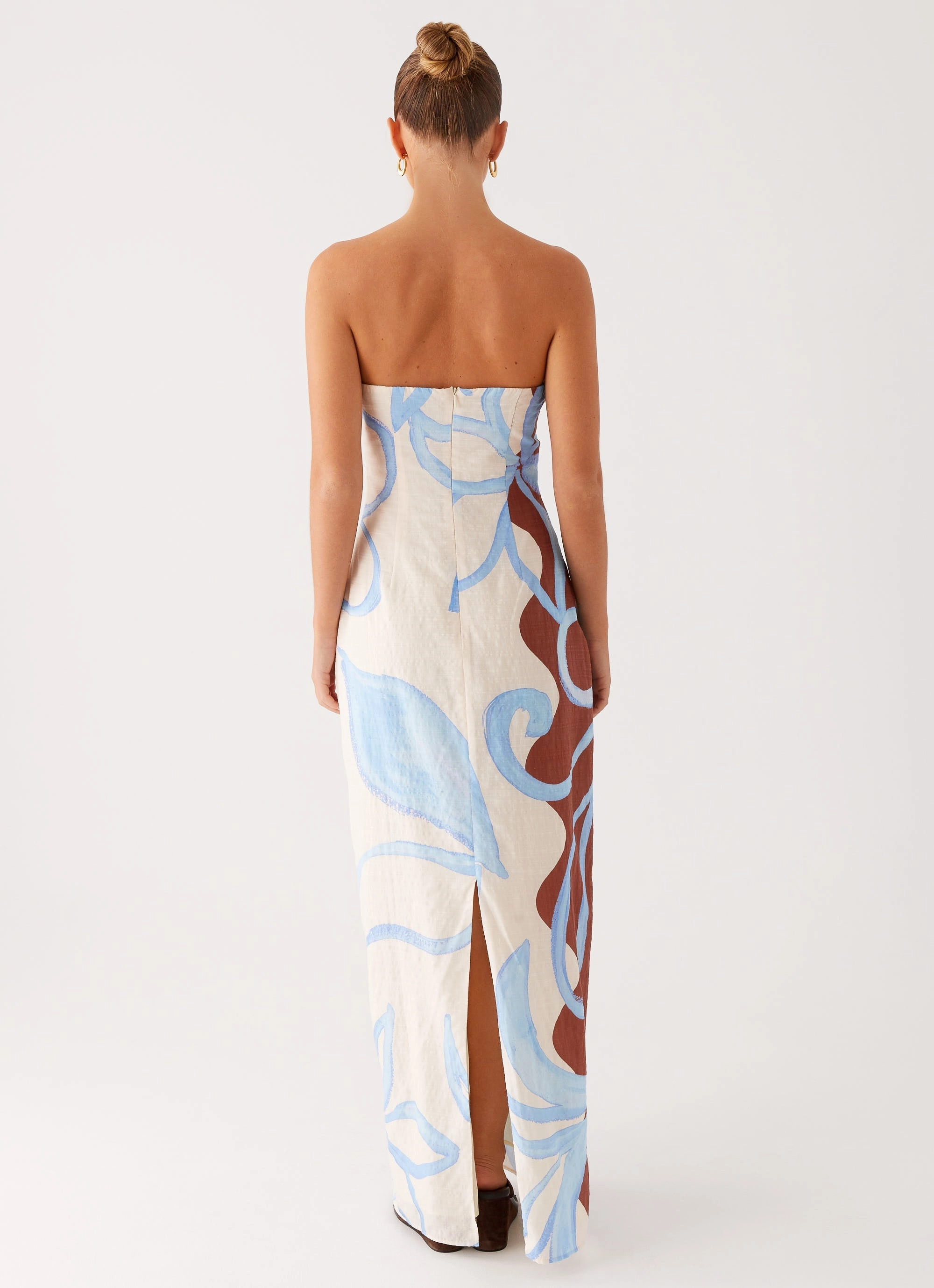 Raiden Maxi Dress - Bloom Wave Print Bold Pattern Structured Fit