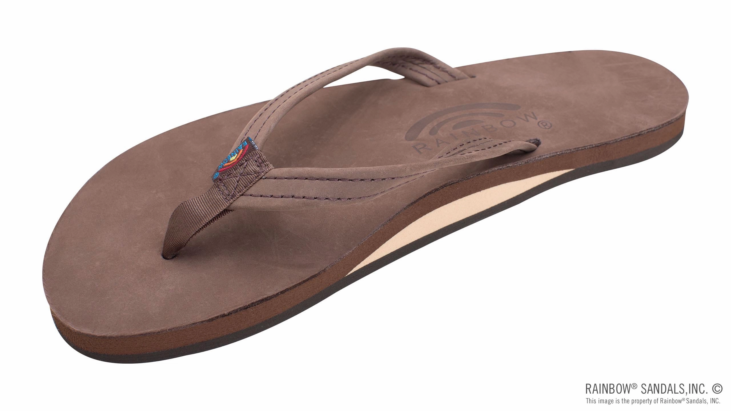 Comfortable Footbed Resort Look Rainbow Sandals Single Layer Classic Leather with Arch Support and a 1/2" Narrow Strap