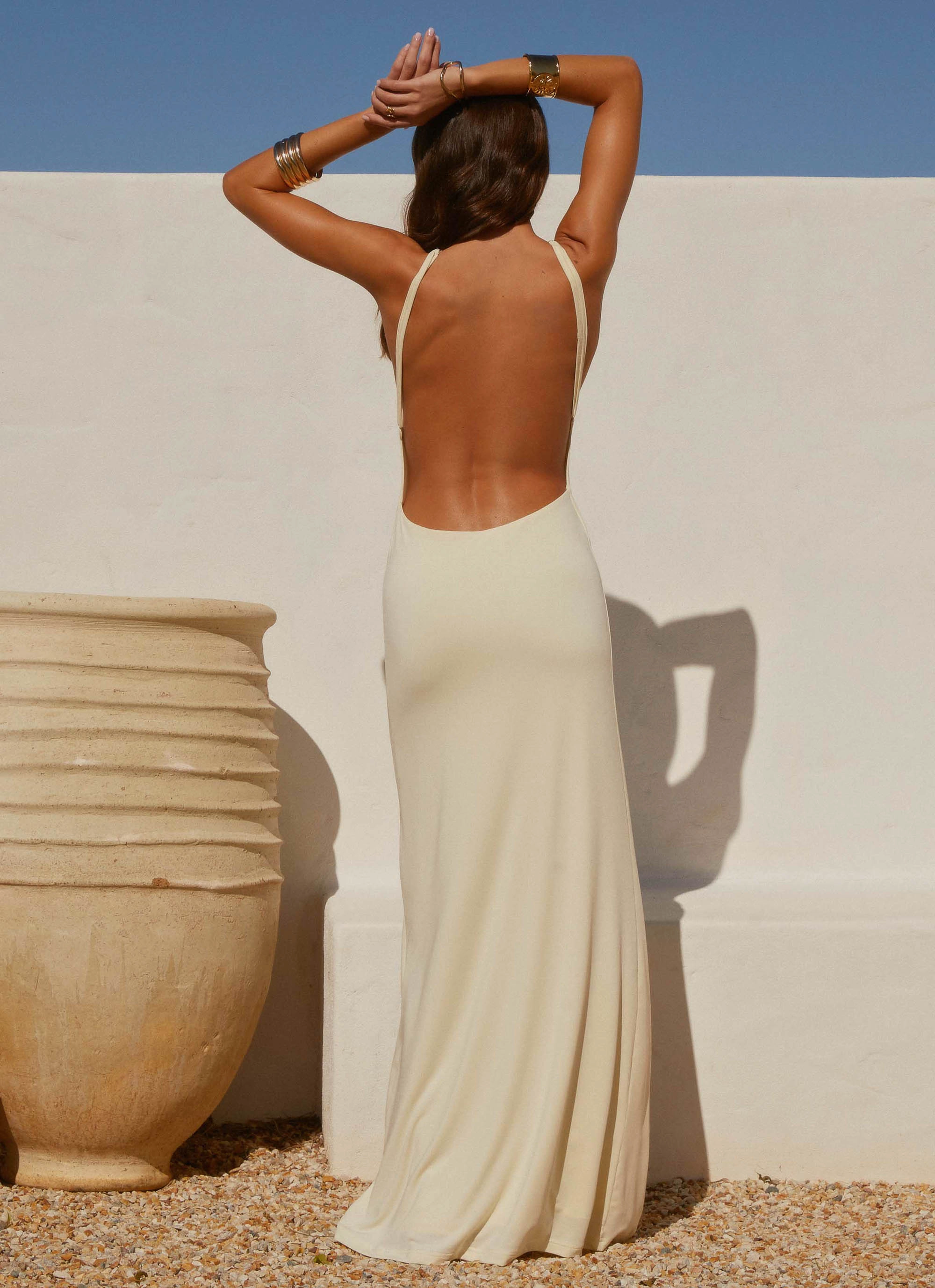 London Cool Mistlight Cowl Maxi Dress - Yellow