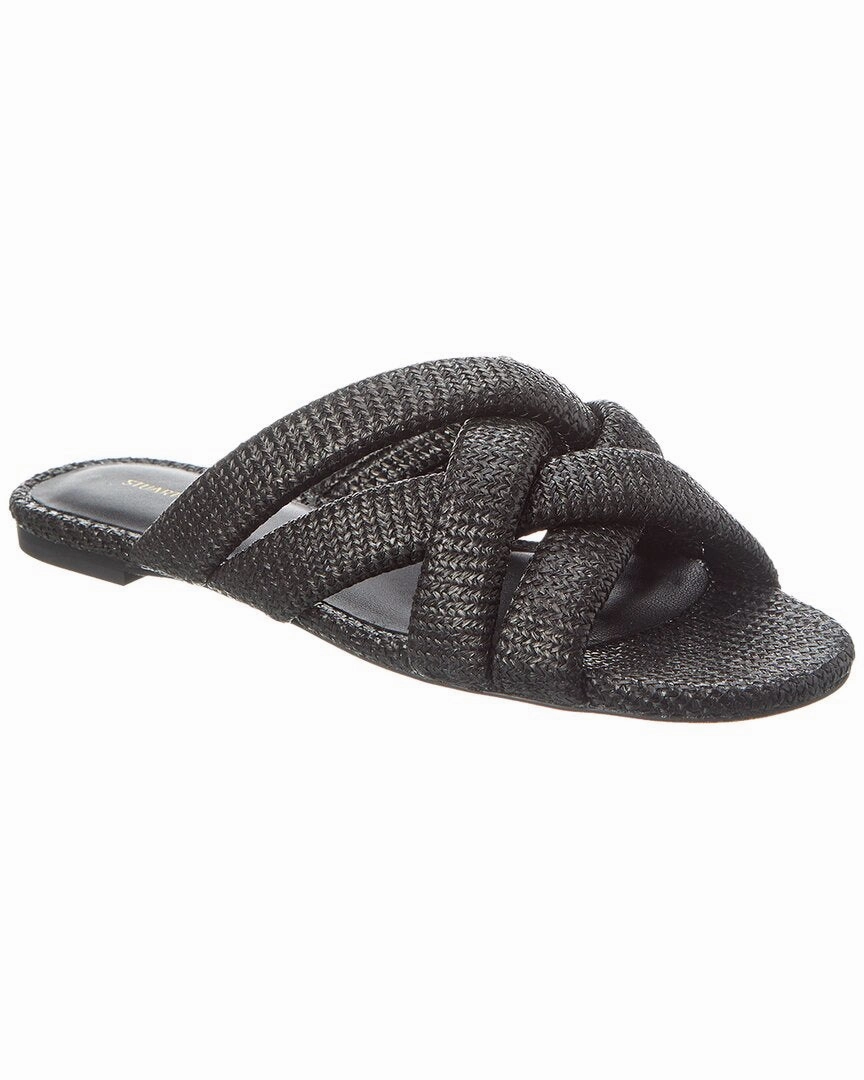 Stuart Weitzman Crossover Raffia Slide Easy Step