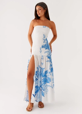 Polished Design Rebecca Maxi Dress - Blue Floral Print