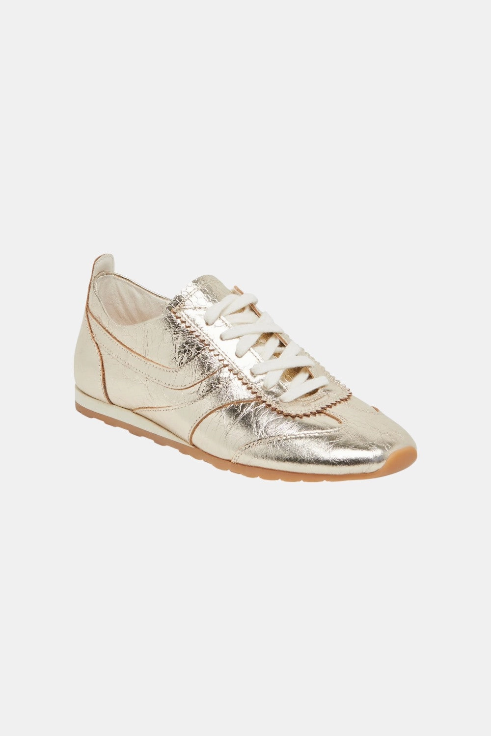 Tread Pattern Dolce Vita Delany Sneakers in Light Gold Crinkle Patent