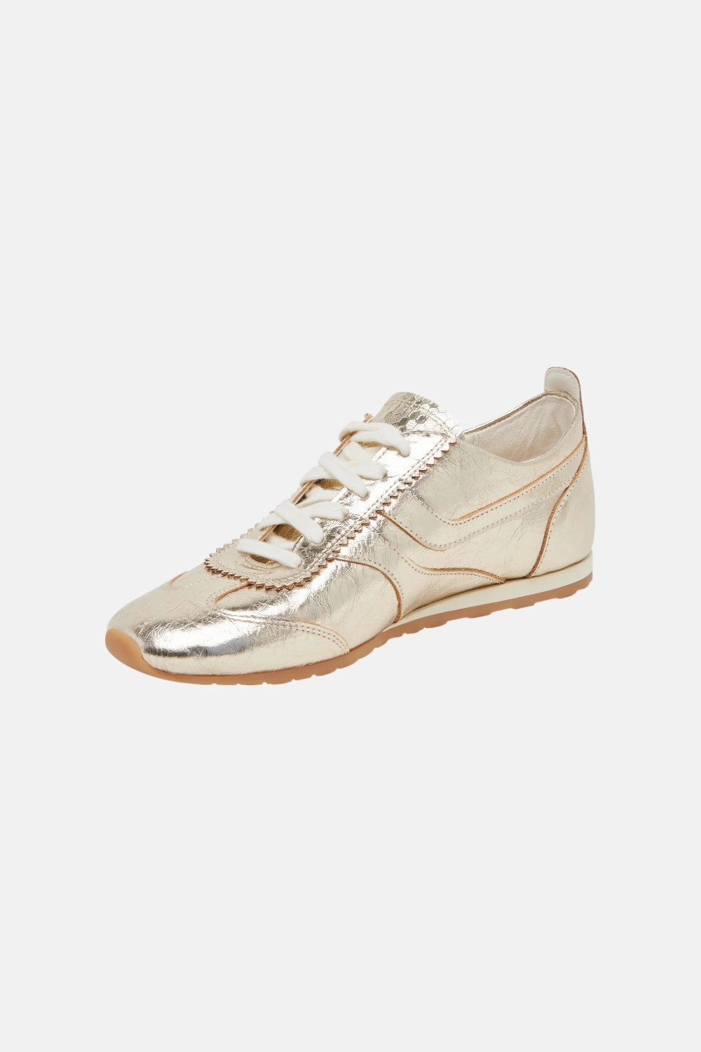 Extra Flex lightweight foam Dolce Vita Delany Sneakers in Light Gold Crinkle Patent