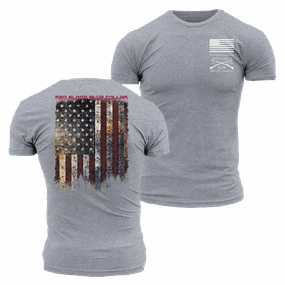 Comfortable Casual Red Blood Blue Collar? T-Shirt - Dark Heather Gray