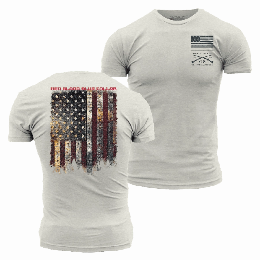 Red Blood Blue Collar? T-Shirt - Sand Minimalist Apparel