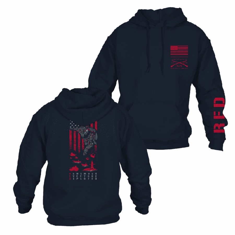 RED Friday Hoodie - Navy Patchwork Wombat like