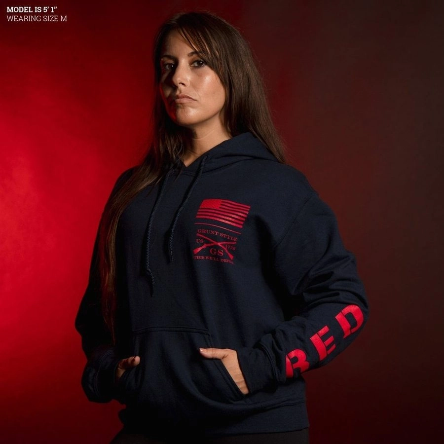 RED Friday Hoodie - Navy Flexible Hood Structure Light Design Fit