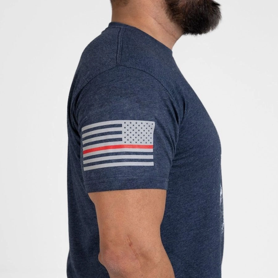 skinny but not tight Red Line Spartan T-Shirt - Midnight Navy