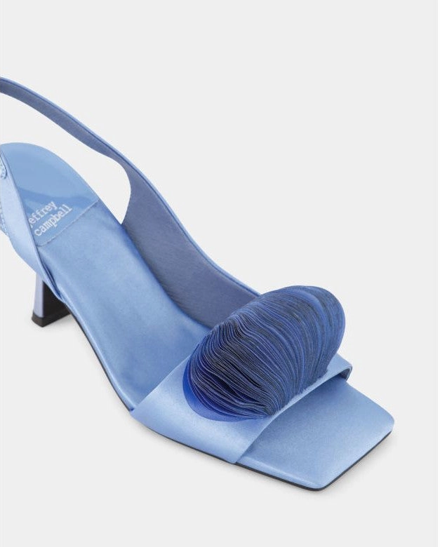 Elegant Feel Chunky Heels Jeffrey Campbell Duffy Heels in Blue Satin