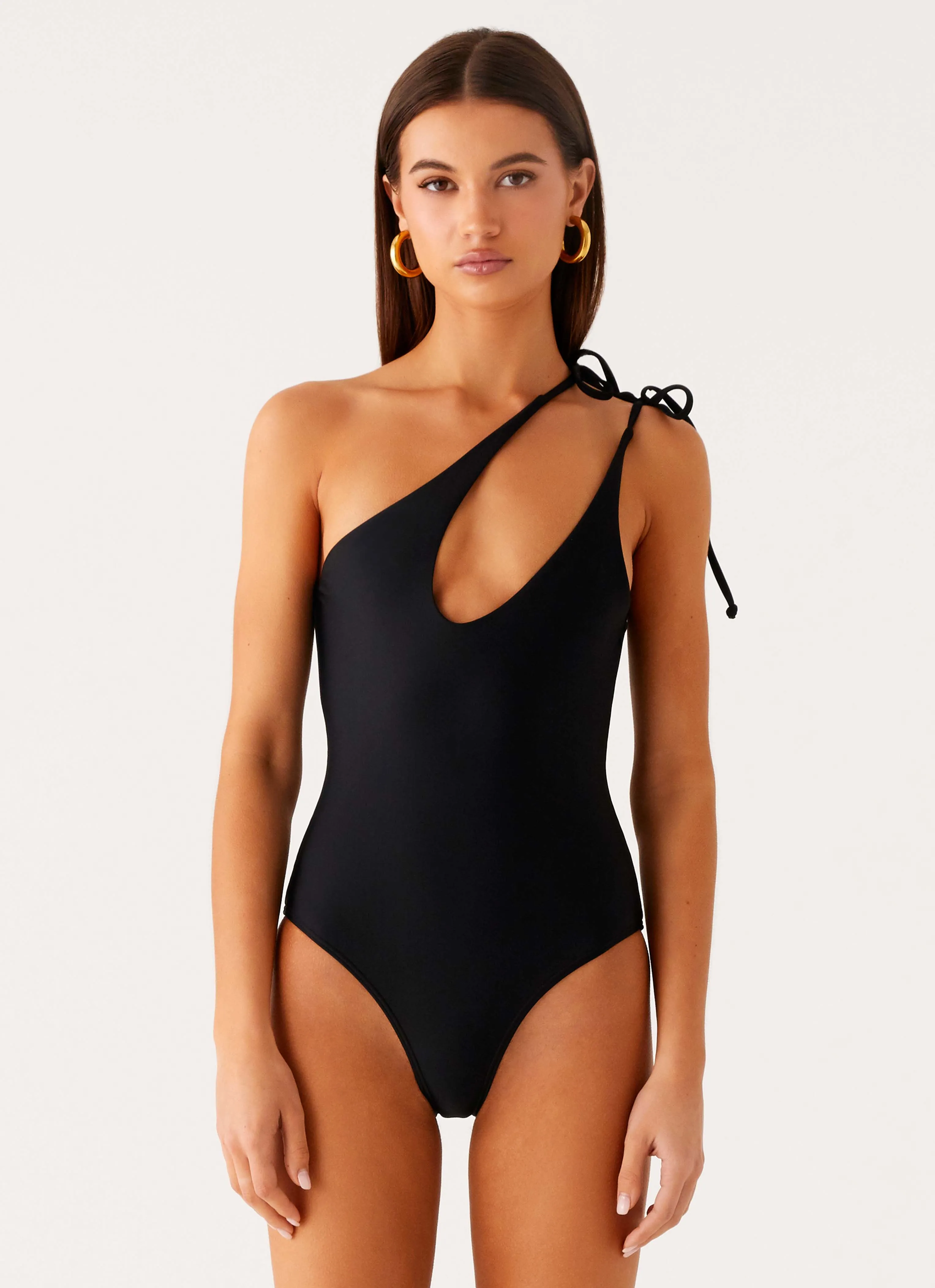 Tumblr Control Support Summer Life Drifted One Piece Swimsuit - Black