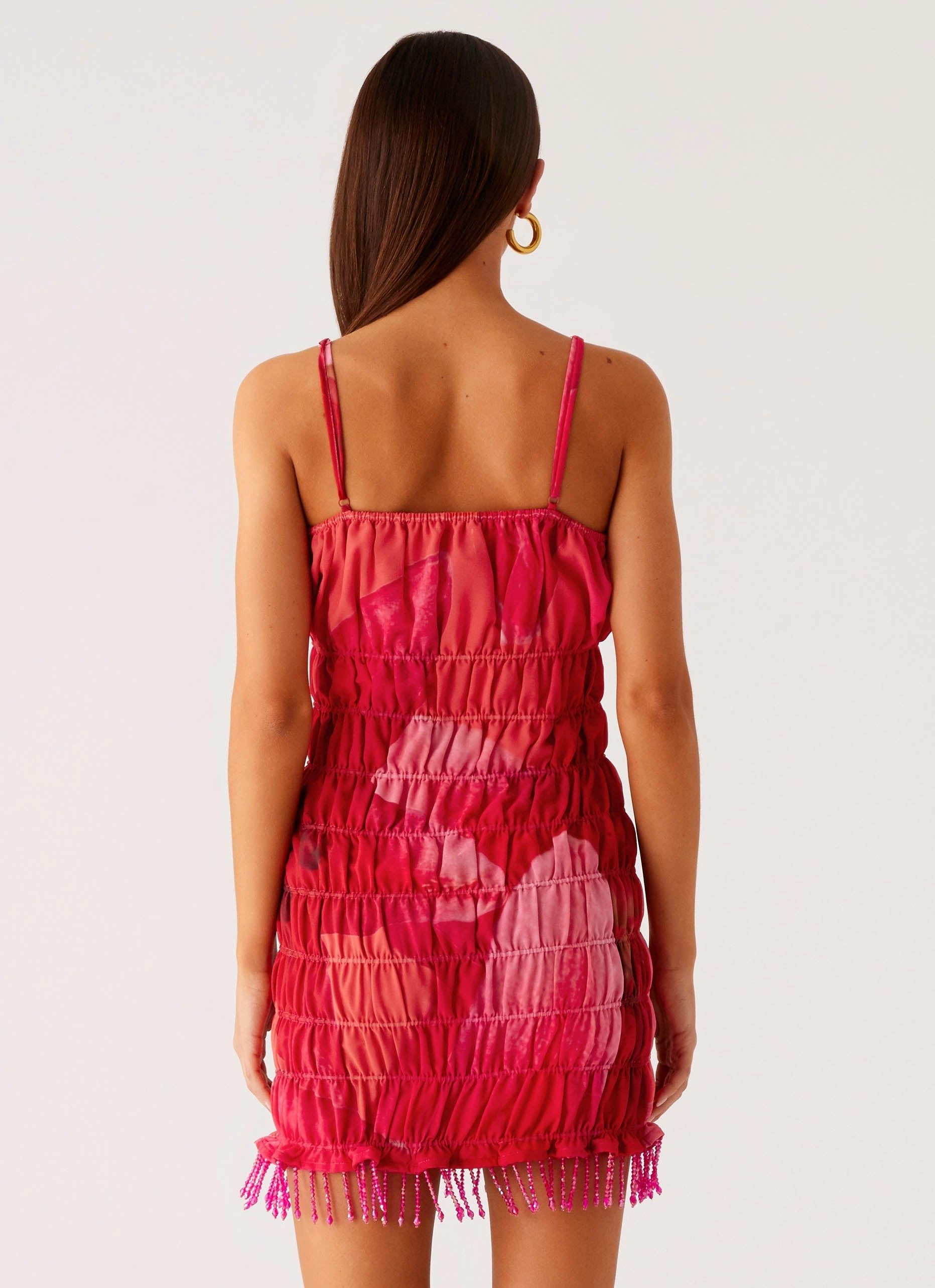 Loose Fit Refresh Me Chiffon Mini Dress - Peach Watermelon Flower