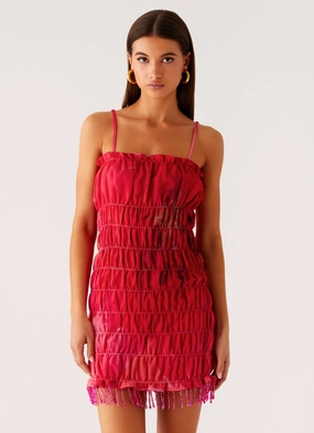 Bold Elegance Refresh Me Chiffon Mini Dress - Peach Watermelon Flower