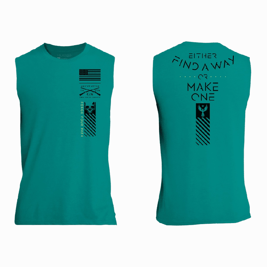Find A Way Or Make One Muscle Tank - Heather Aqua outdated technology Quick Evaporate Fabric