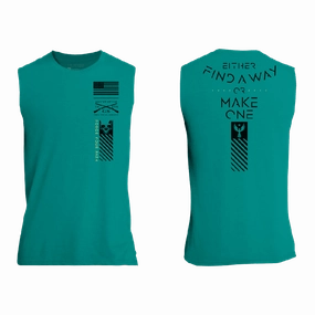 Find A Way Or Make One Muscle Tank - Heather Aqua Ribbed Texture Finish