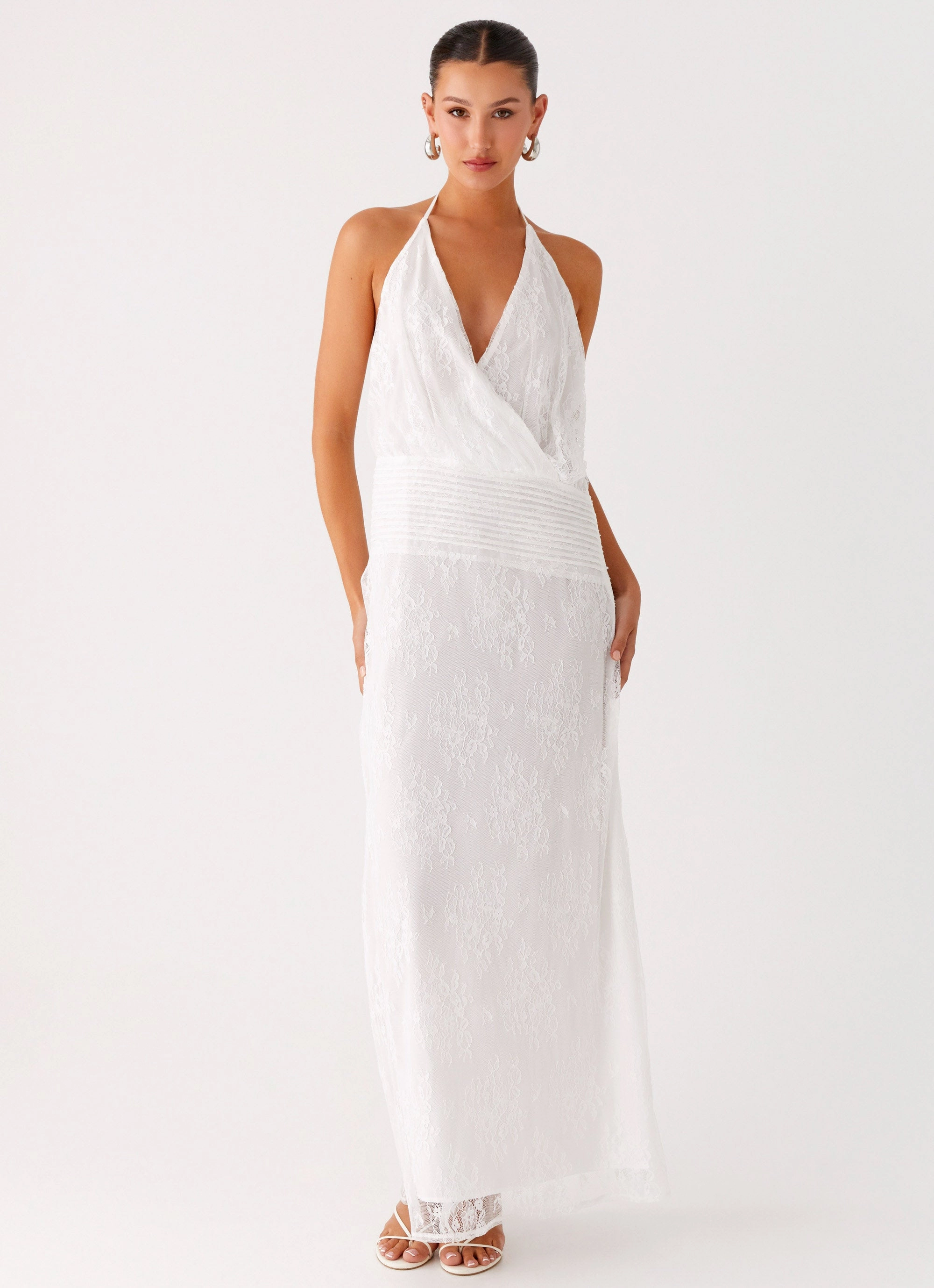 Stretch-Recovery Reinhart Halter Maxi Dress - White